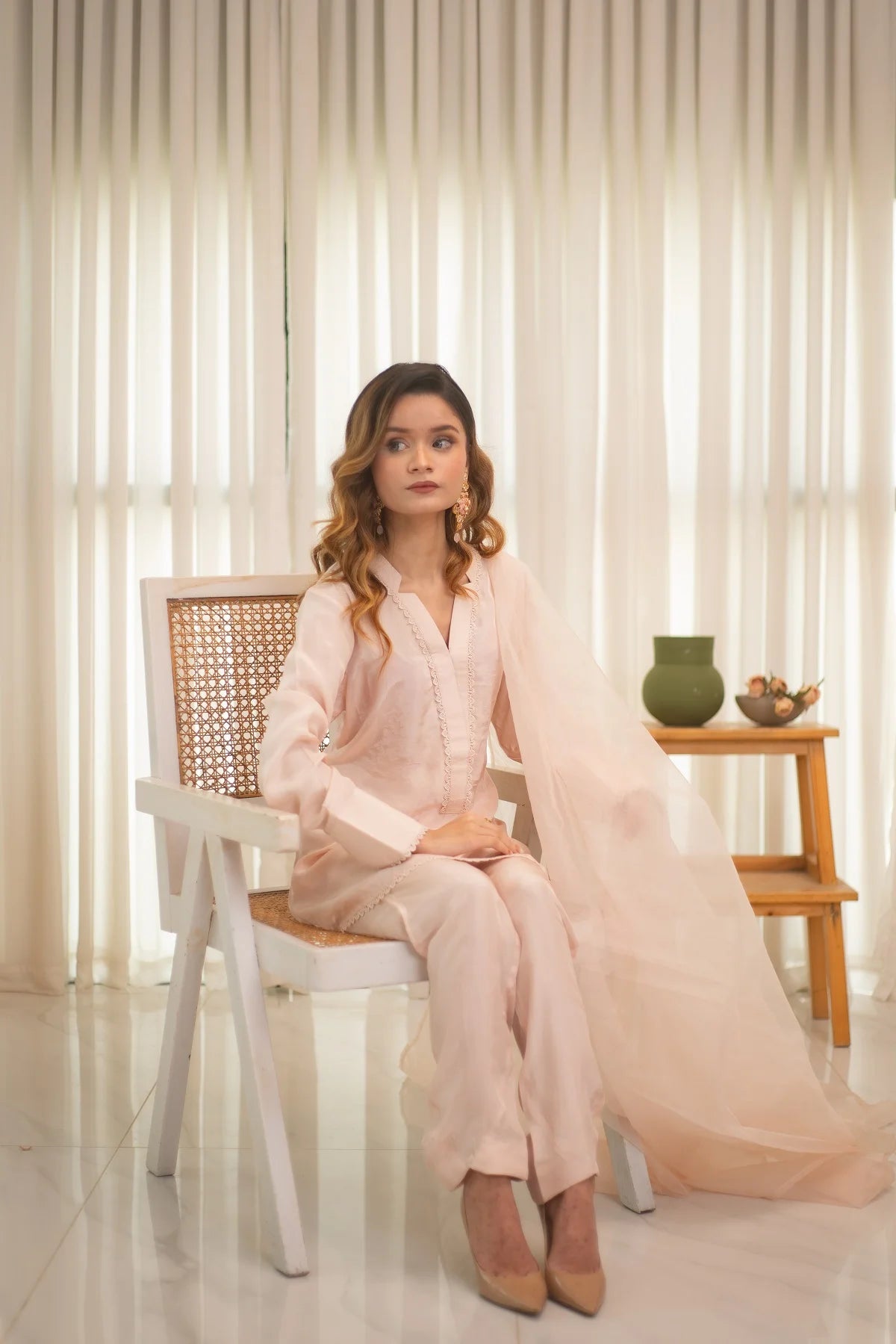 MSP 305 - Off-White Farshi Silk 2-Piece Outfit