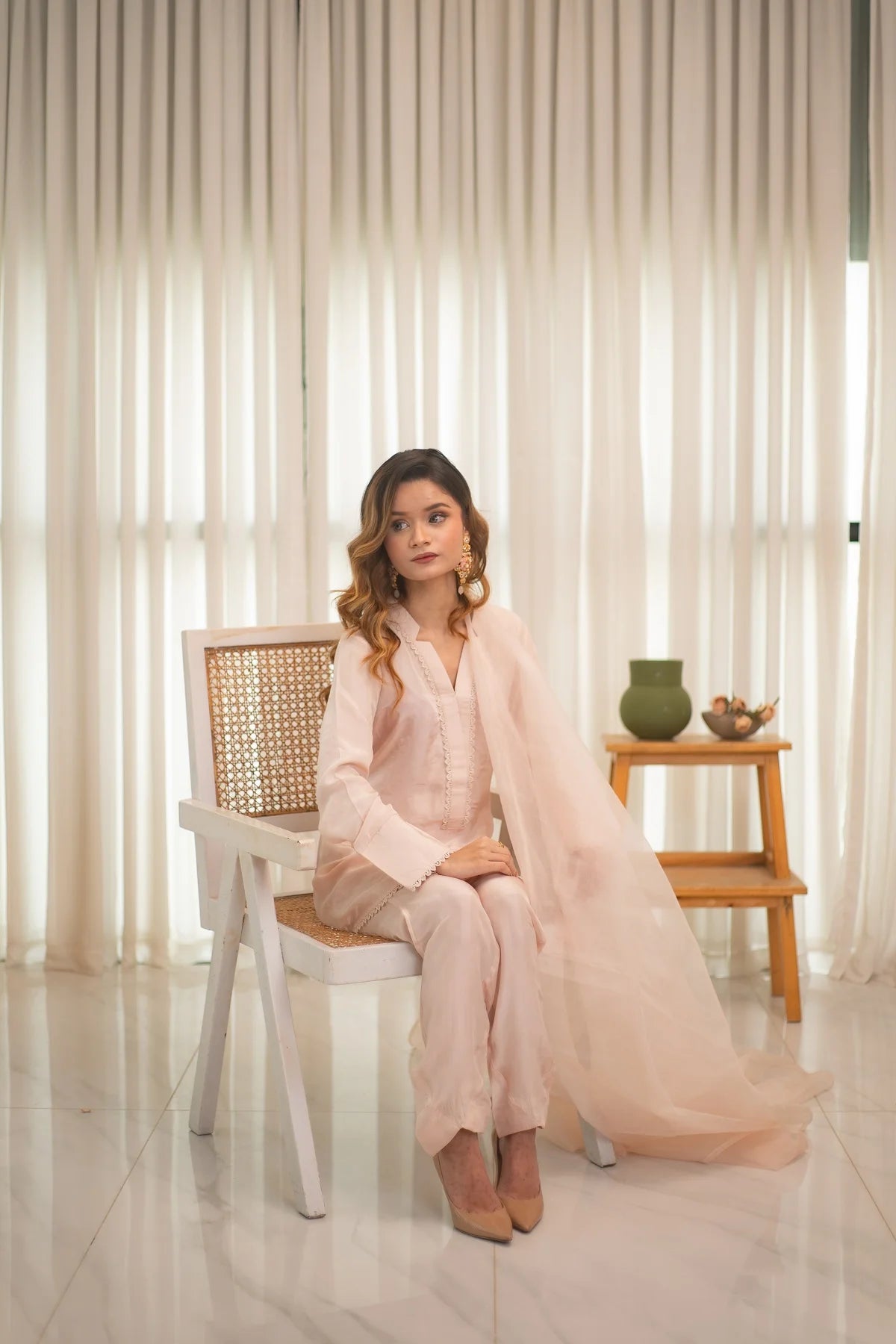 MSP 305 - Off-White Farshi Silk 2-Piece Outfit