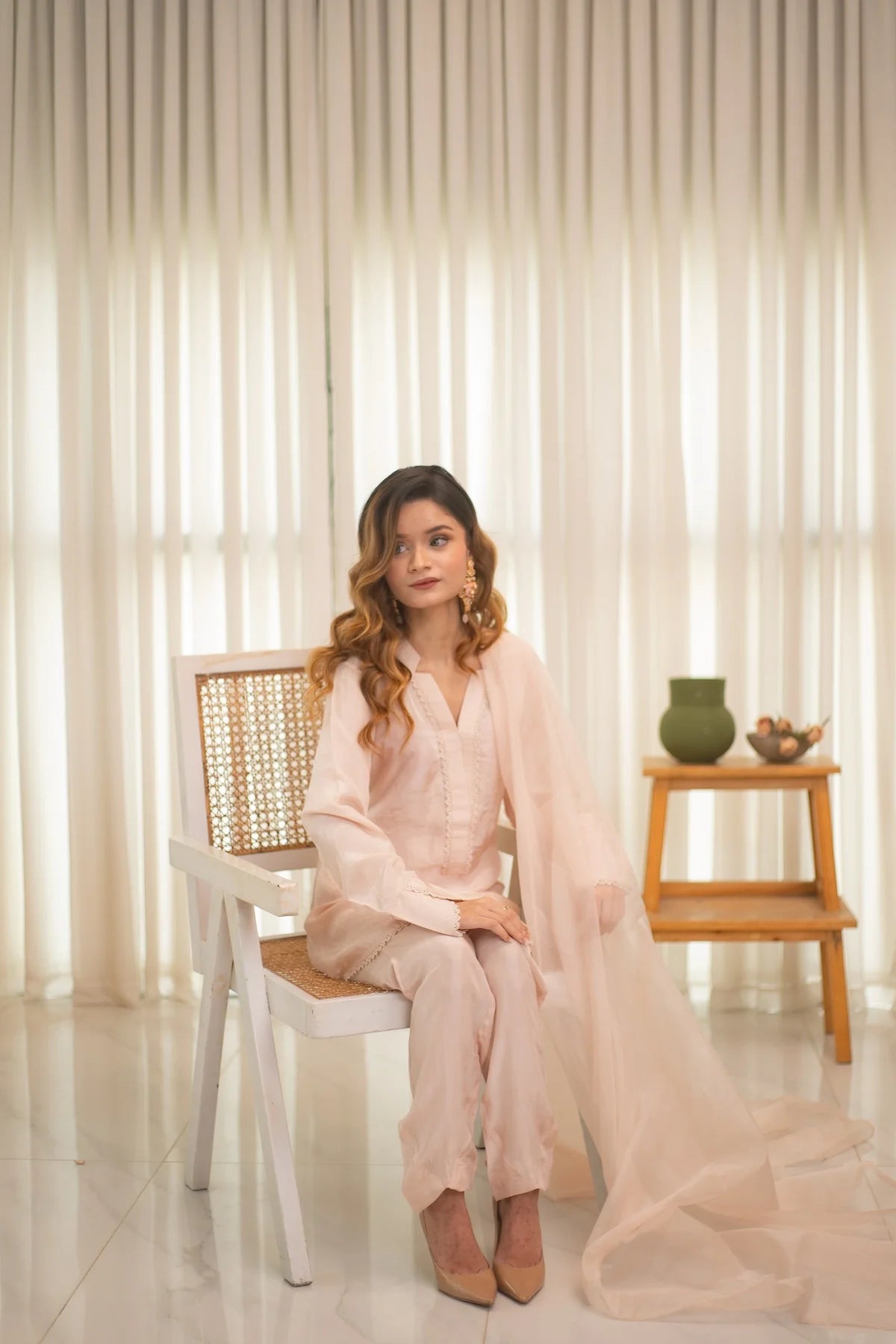 MSP 305 - Off-White Farshi Silk 2-Piece Outfit