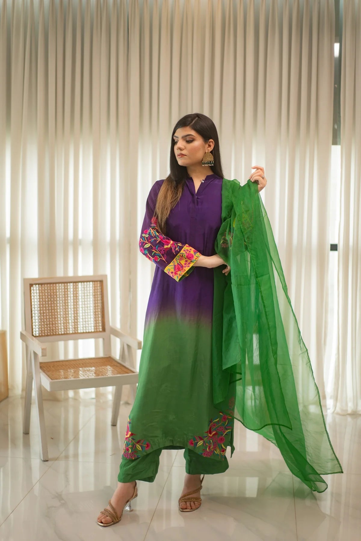MSP 306 - Blue Green Farshi Silk Set